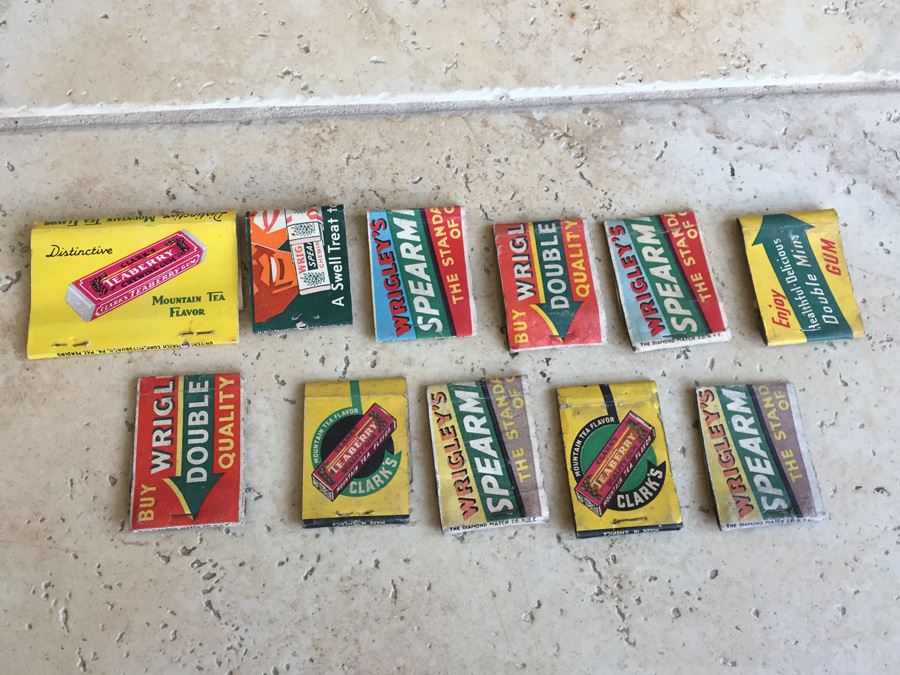 Vintage 1930's 1940's Bubble Chewing Gum Wrigleys Advertising Matches Match Collection