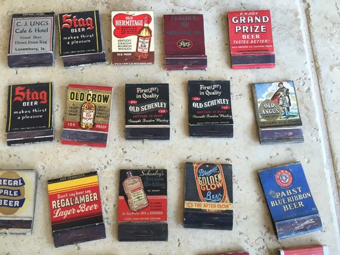 Vintage 1930's 1940's Beer Liquor Advertising Matches Match Collection