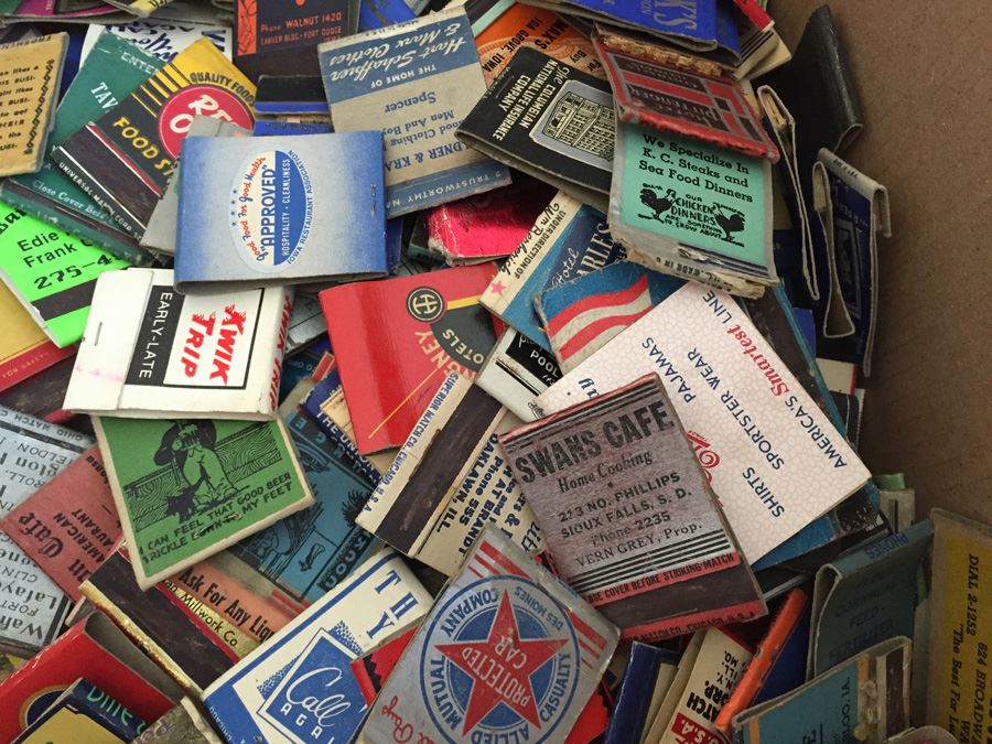 Huge Box Lot Of Vintage 1930's 1940's Advertising Matches Match Collection