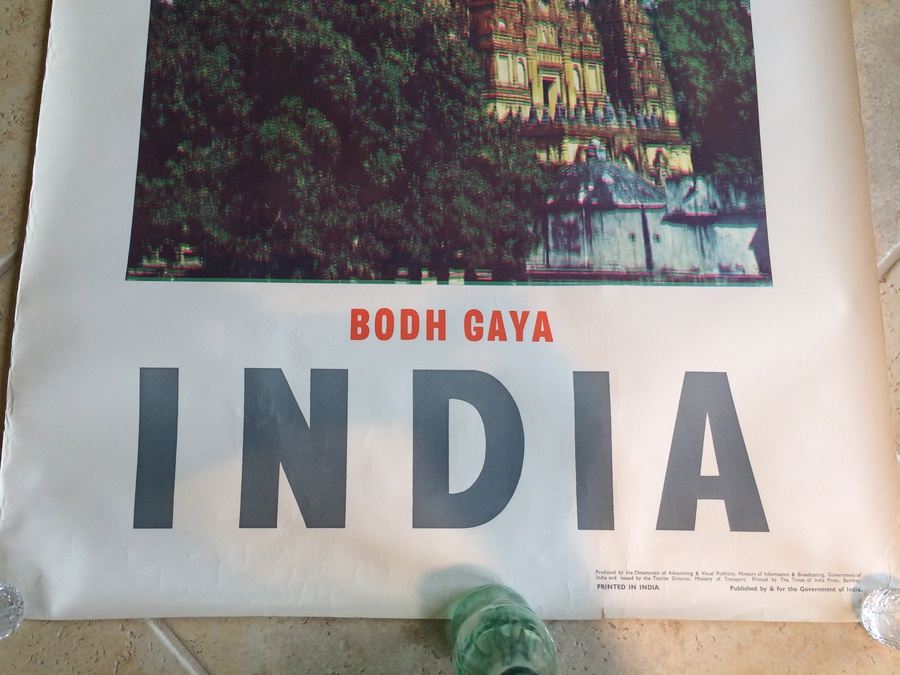 Original Vintage India Travel Poster - Bodh Gaya  [Photo 5]
