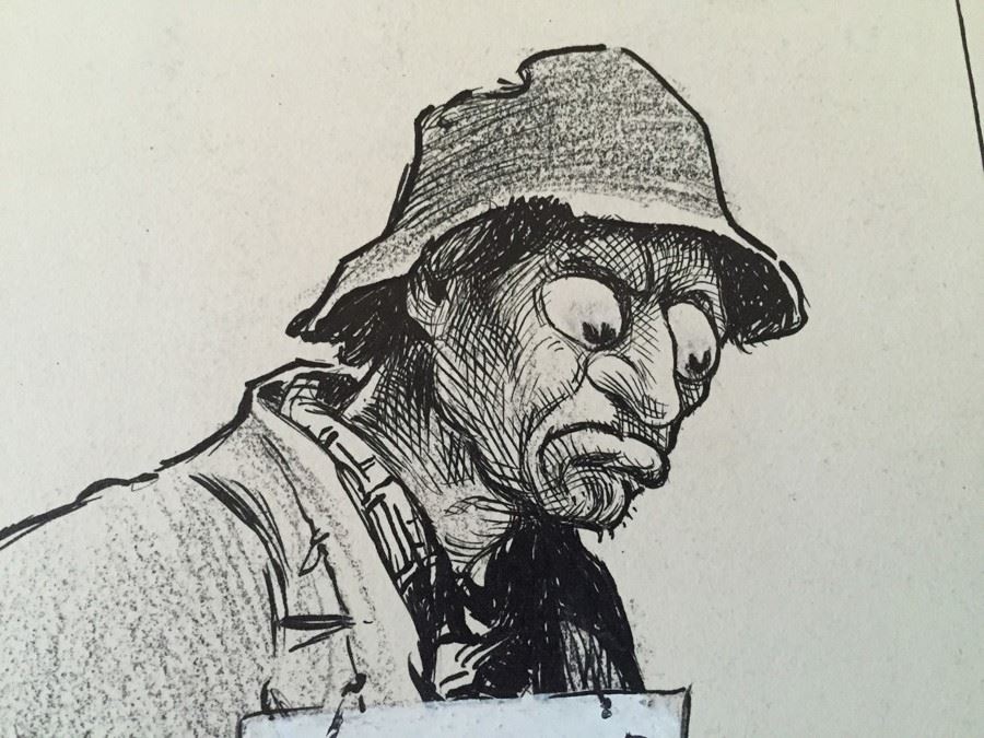 Original F. A. Carter (Fernando Carter) Sketch Titled Counterfeits Showing Street Performer With Sign 'Please Help The Blind' [Photo 3]