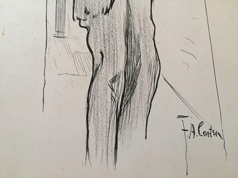 Original F. A. Carter (Fernando Carter) Sketch Titled Counterfeits Showing Street Performer With Sign 'Please Help The Blind' [Photo 4]