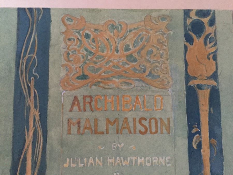 Original F. A. Carter (Fernando Carter) Sketch Of Book Cover Design For ARCHIBALD MALMAISON By Julian Hawthorne Funk & Wagnalls Co New York Around 1899 [Photo 2]