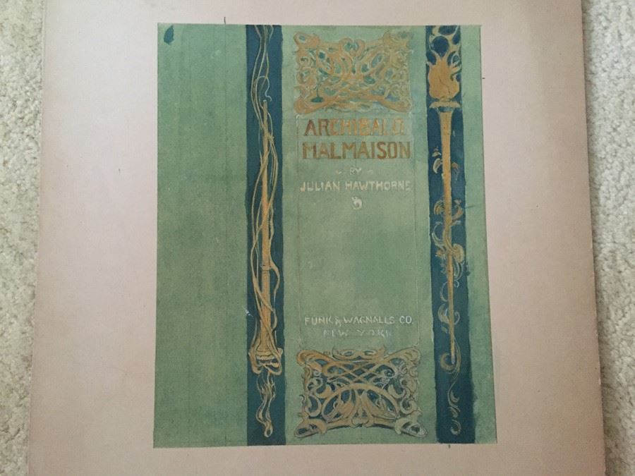 F. A. Carter (Fernando Carter) Original Artwork And Peter Newell Signed 1909 The Salmagundi Club Ticket For Exhibition Of Water Colors