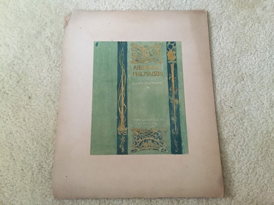 Original F. A. Carter (Fernando Carter) Sketch Of Book Cover Design For ARCHIBALD MALMAISON By Julian Hawthorne Funk & Wagnalls Co New York Around 1899 [Photo 4]