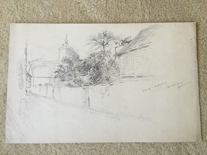 Original F. A. Carter (Fernando Carter) 1887 Sketch Of Rothenburg Germany