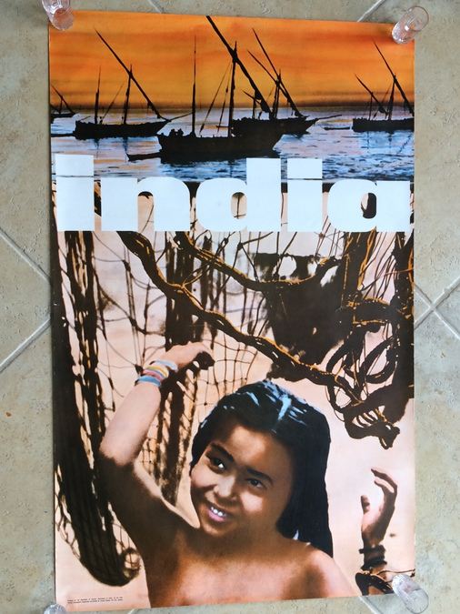 Original Vintage India Travel Poster