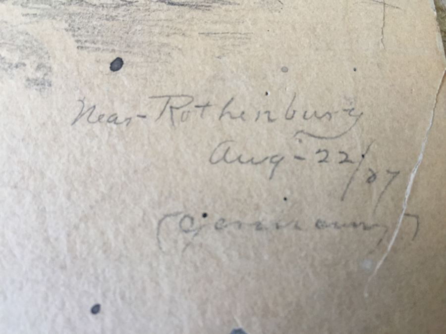 Original F. A. Carter (Fernando Carter) 1887 Sketch Of Rothenburg Germany [Photo 4]