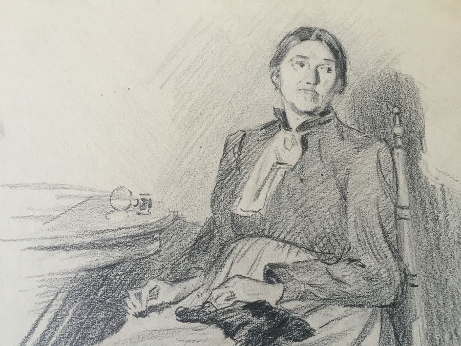 Original F. A. Carter (Fernando Carter) 1908 Sketch Of Woman Leonia New Jersey NJ [Photo 2]