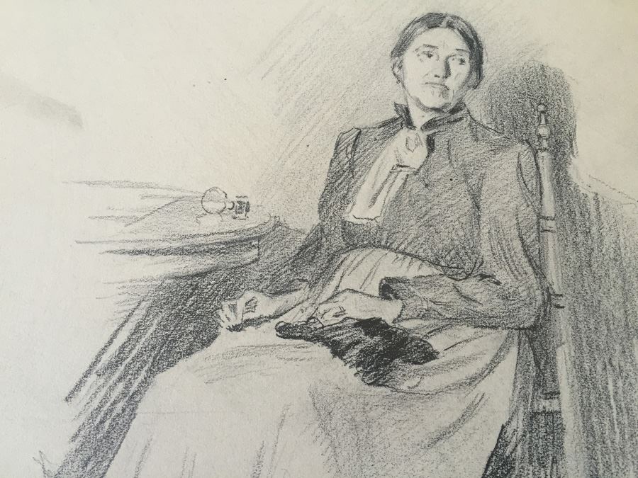 Original F. A. Carter (Fernando Carter) 1908 Sketch Of Woman Leonia New Jersey NJ [Photo 6]