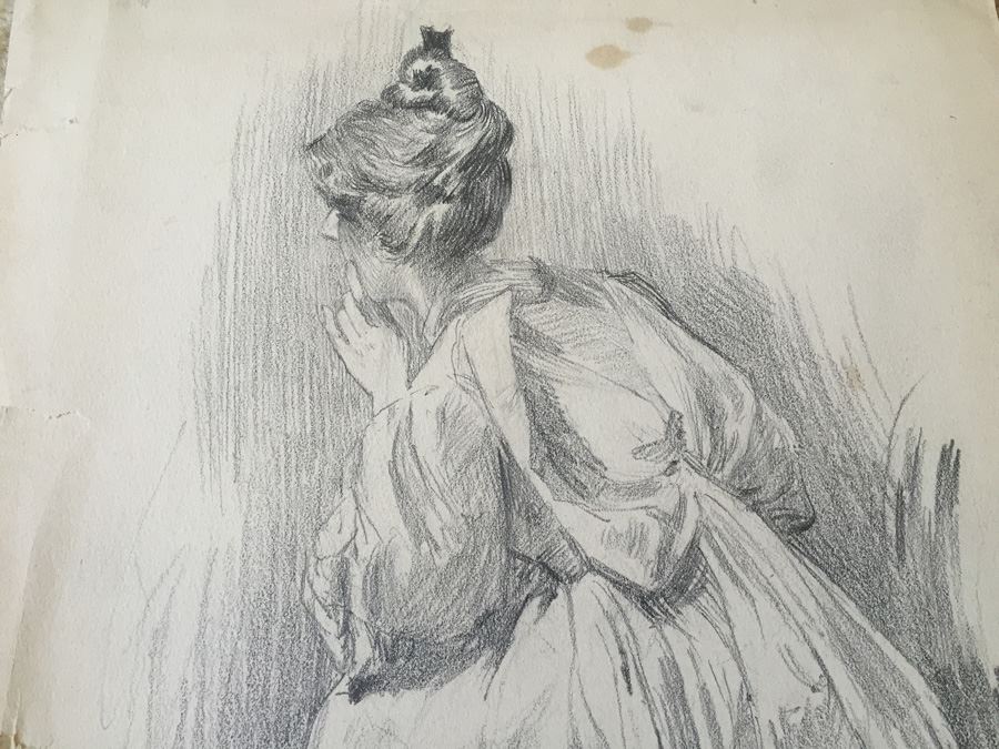 Original F. A. Carter (Fernando Carter) Sketch Of Woman [Photo 6]