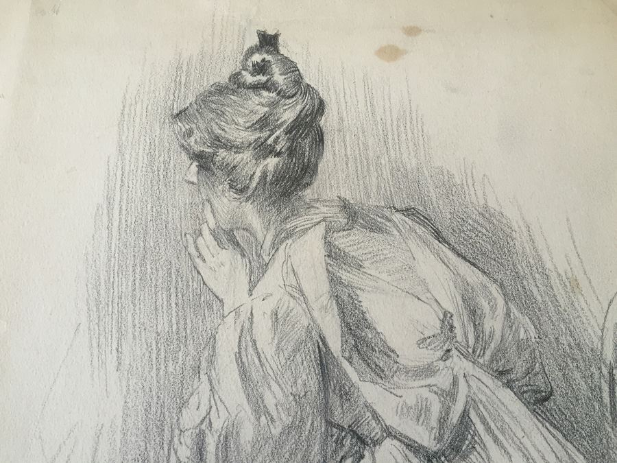 Original F. A. Carter (Fernando Carter) Sketch Of Woman [Photo 4]