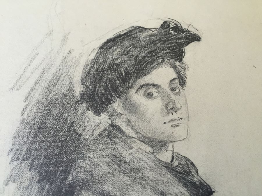 Original F. A. Carter (Fernando Carter) Sketch Of Woman Early 1900's [Photo 2]