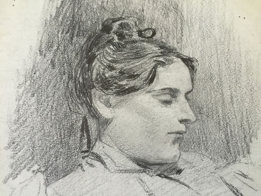 Original F. A. Carter (Fernando Carter) Sketch Of Woman Early 1900's [Photo 2]