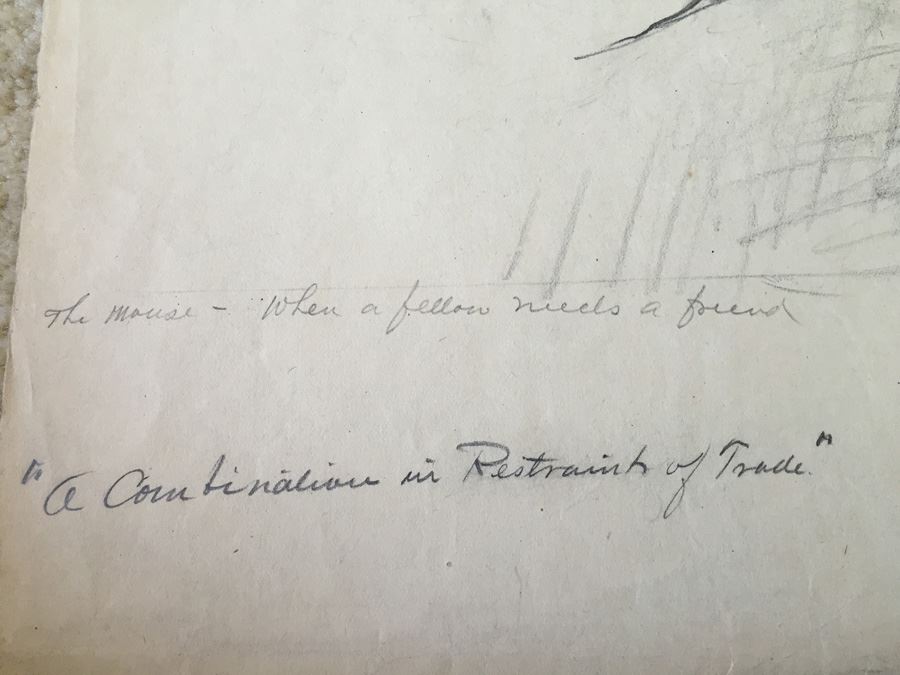 Original F. A. Carter (Fernando Carter) Sketch Of Cat And Mouse [Photo 3]