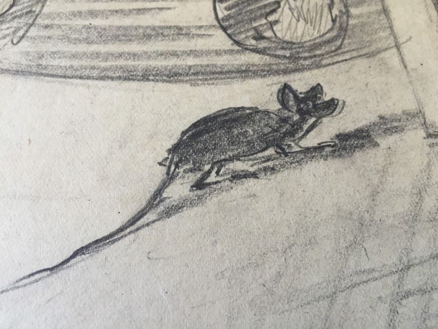 Original F. A. Carter (Fernando Carter) Sketch Of Cat And Mouse [Photo 4]