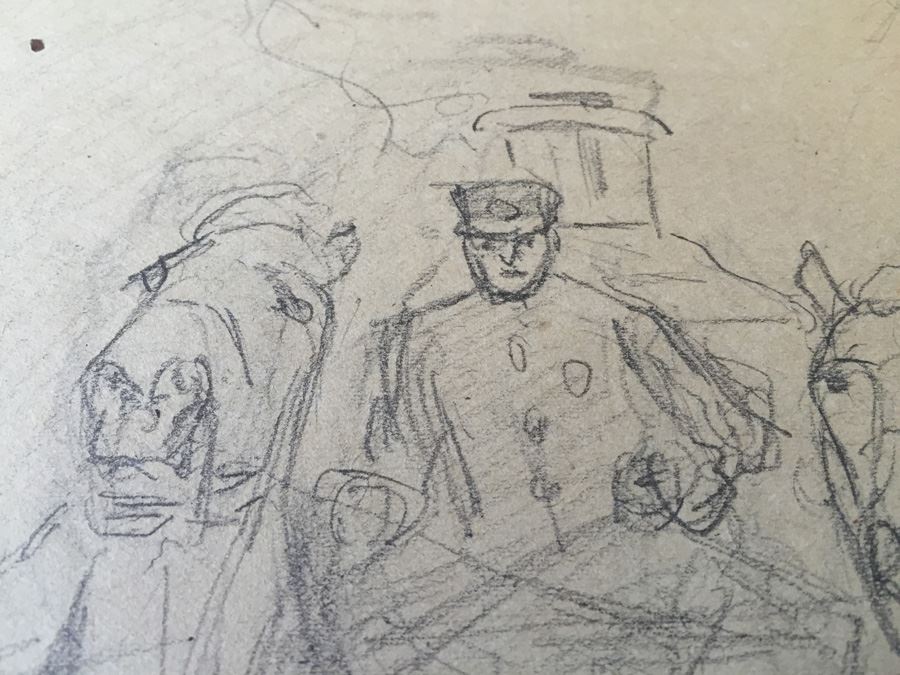 Original F. A. Carter (Fernando Carter) Sketch Of Horses, Man and Carriage [Photo 6]