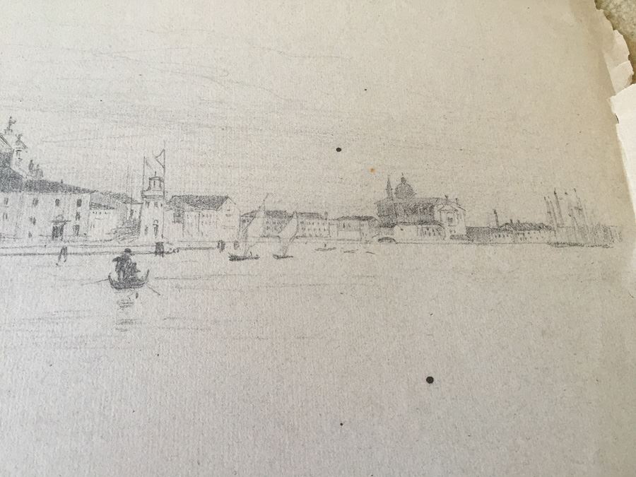 Original F. A. Carter (Fernando Carter) Sketch Of Riverscape [Photo 3]