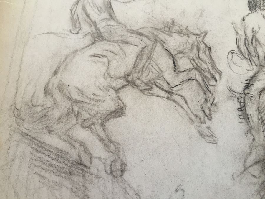 Original F. A. Carter (Fernando Carter) Sketch Of Men Riding Horses [Photo 6]