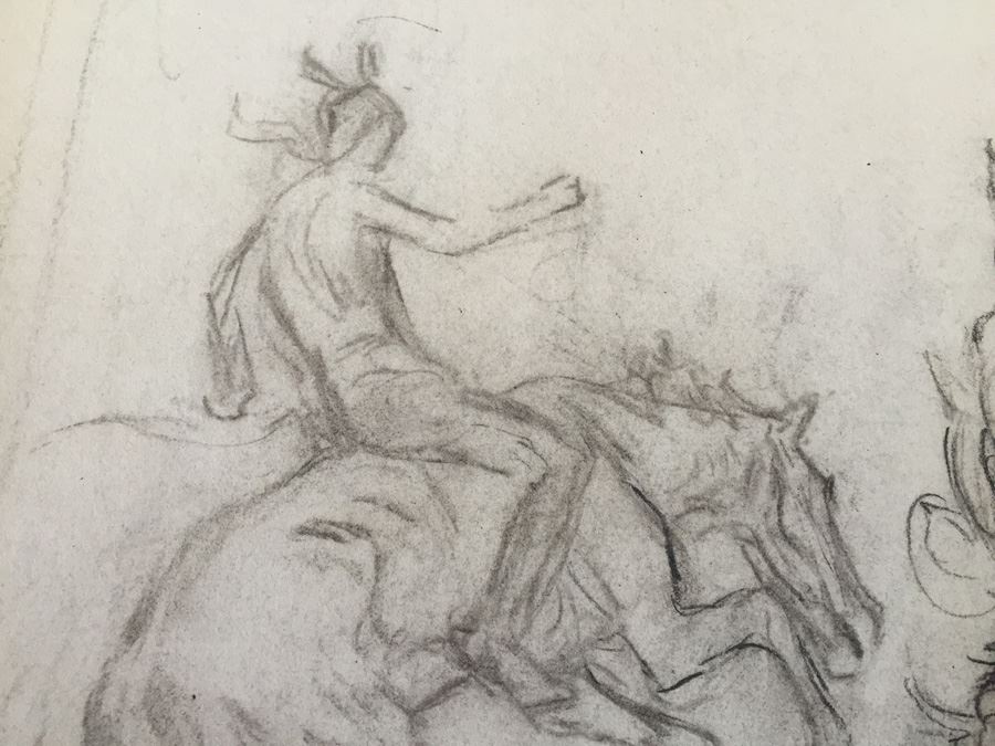 Original F. A. Carter (Fernando Carter) Sketch Of Men Riding Horses [Photo 5]
