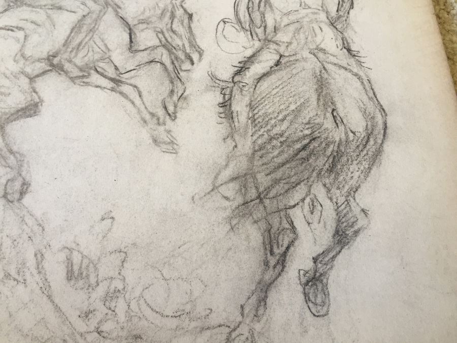 Original F. A. Carter (Fernando Carter) Sketch Of Men Riding Horses [Photo 4]