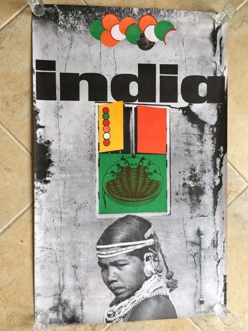 Original Vintage India Travel Poster