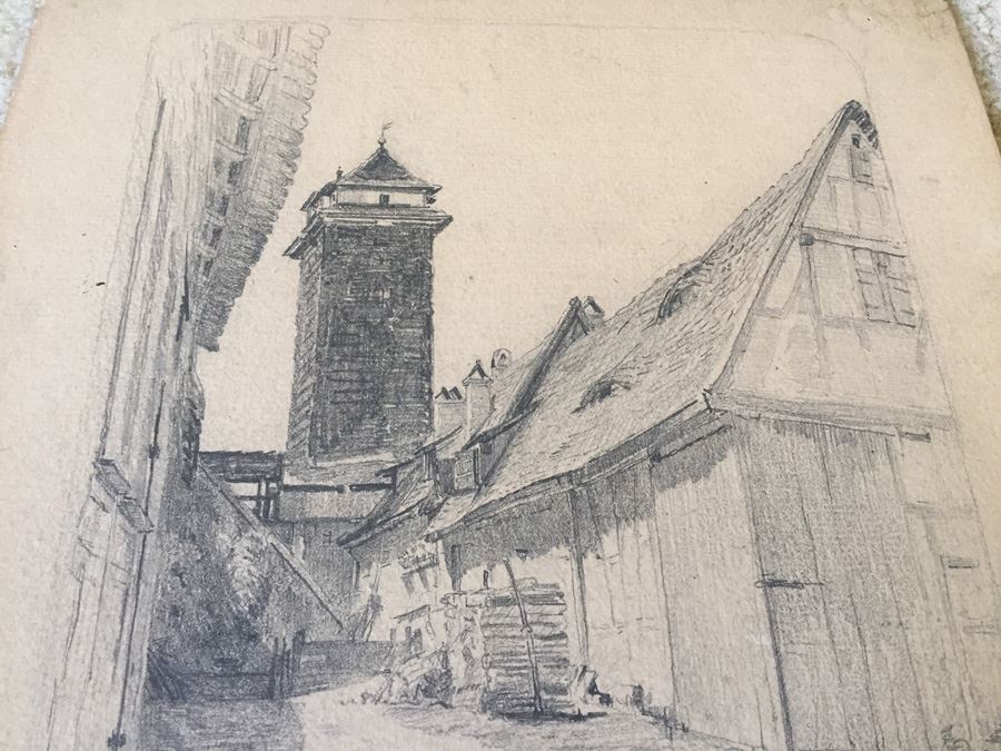 Original F. A. Carter (Fernando Carter) 1887 Sketch Of Rothenburg Germany [Photo 2]