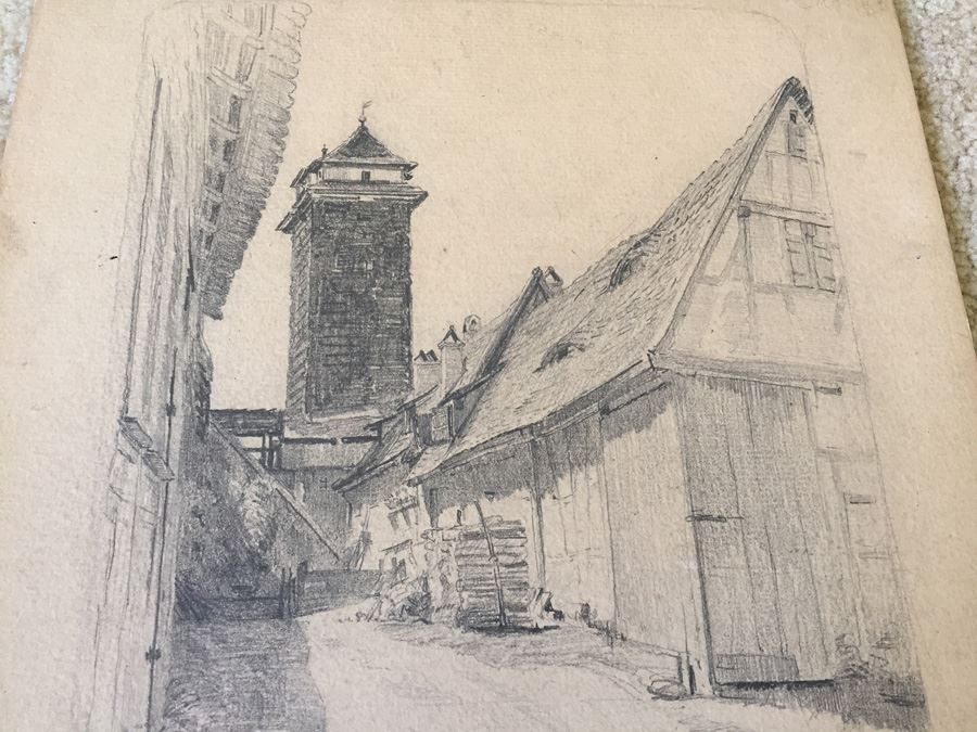 Original F. A. Carter (Fernando Carter) 1887 Sketch Of Rothenburg Germany [Photo 7]