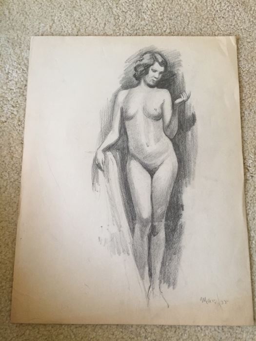 Original F. A. Carter (Fernando Carter) Sketch Of Nude Woman [Photo 1]