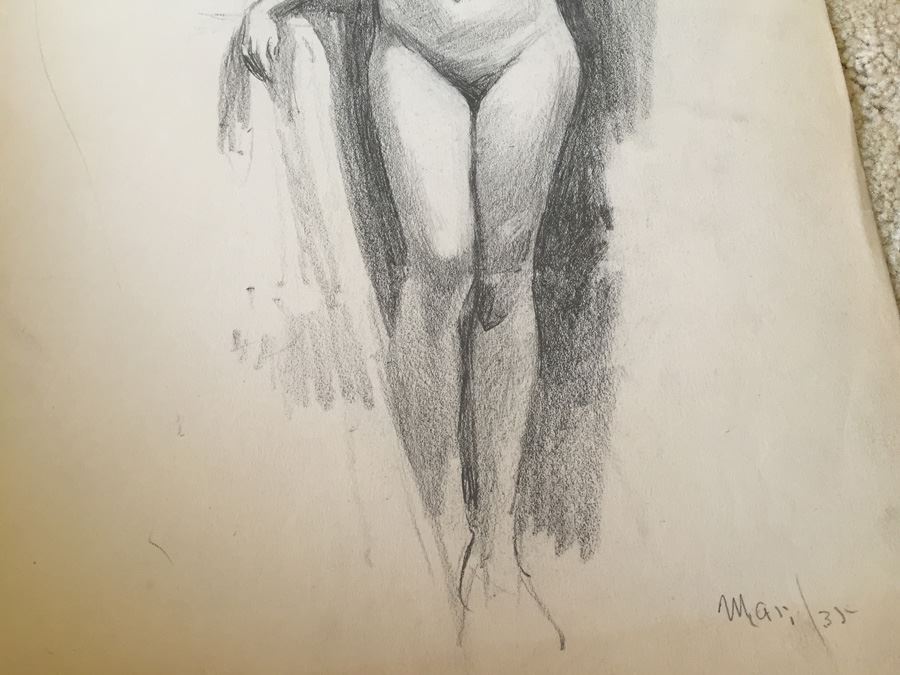 Original F. A. Carter (Fernando Carter) Sketch Of Nude Woman [Photo 4]