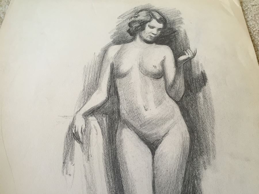 Original F. A. Carter (Fernando Carter) Sketch Of Nude Woman [Photo 3]