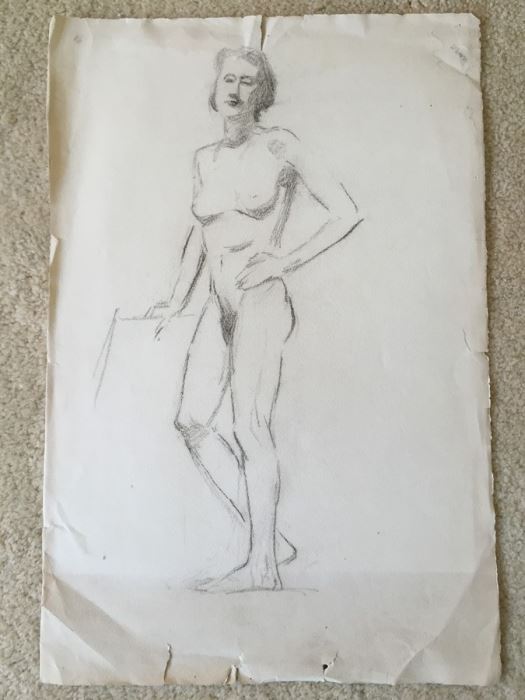 Original F. A. Carter (Fernando Carter) Sketch Of Nude Woman [Photo 1]