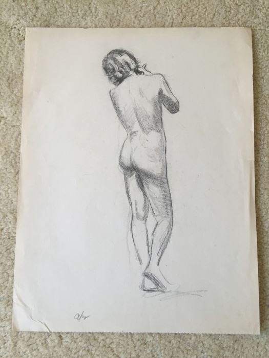 Original F. A. Carter (Fernando Carter) Sketch Of Nude Woman [Photo 1]