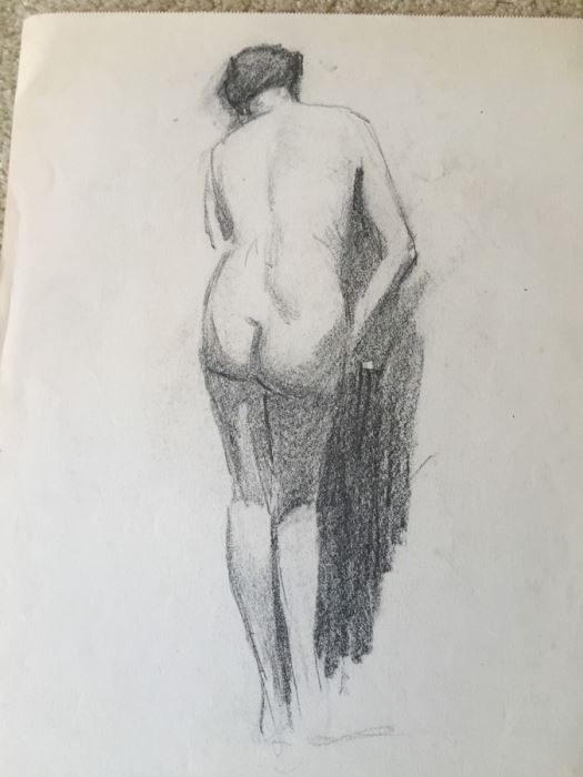 Original F. A. Carter (Fernando Carter) Sketch Of Nude Woman [Photo 2]