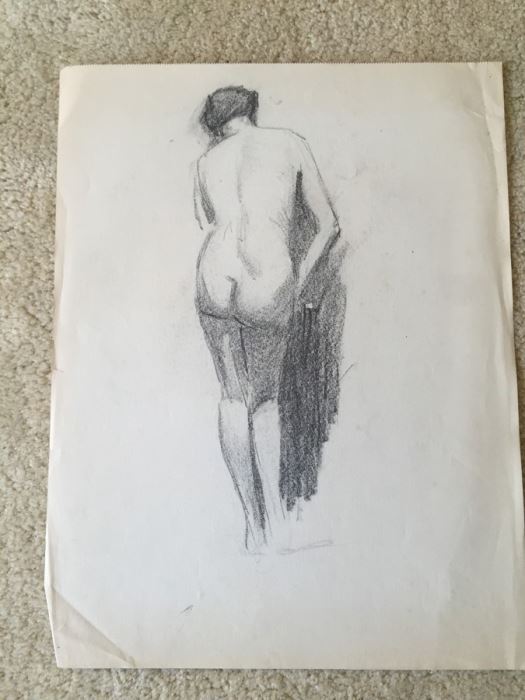 Original F. A. Carter (Fernando Carter) Sketch Of Nude Woman [Photo 1]