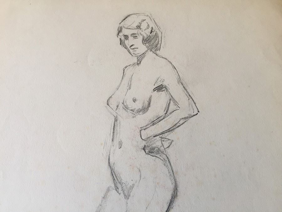 Original F. A. Carter (Fernando Carter) Sketch Of Nude Woman [Photo 3]