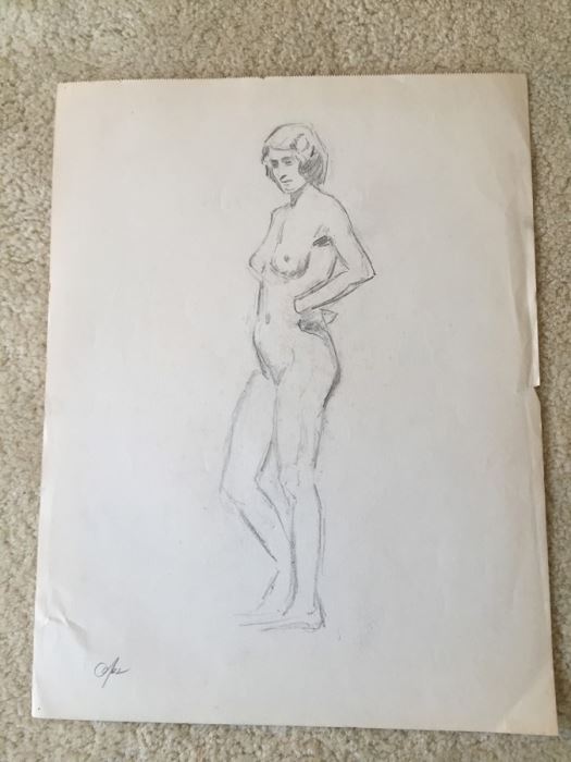 Original F. A. Carter (Fernando Carter) Sketch Of Nude Woman [Photo 1]