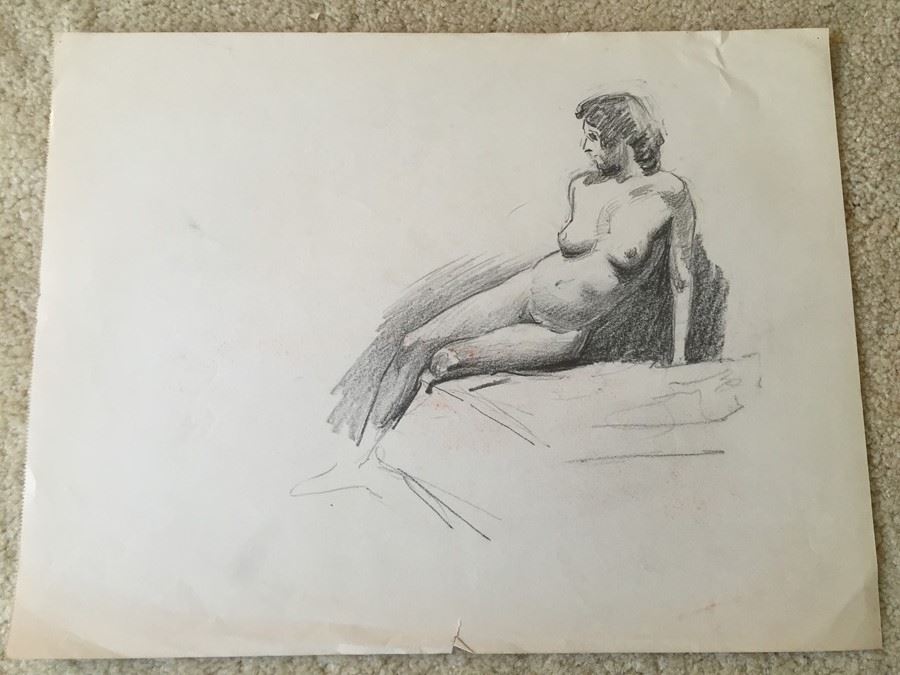 Original F. A. Carter (Fernando Carter) Sketch Of Nude Woman [Photo 1]