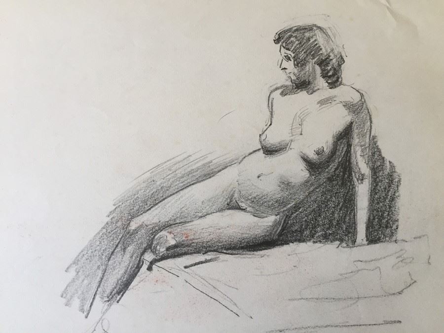 Original F. A. Carter (Fernando Carter) Sketch Of Nude Woman [Photo 2]