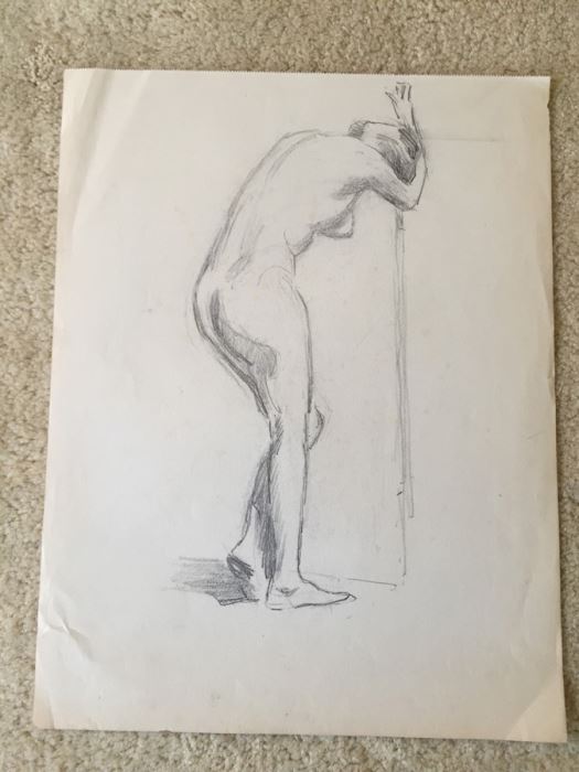 Original F. A. Carter (Fernando Carter) Sketch Of Nude Woman [Photo 1]
