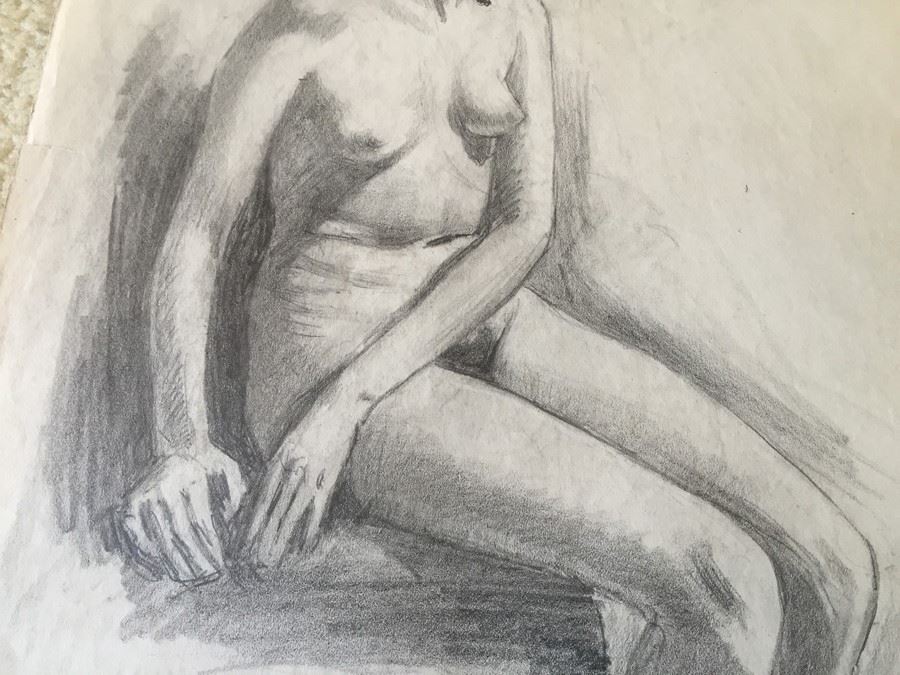 Original F. A. Carter (Fernando Carter) Sketch Of Nude Woman [Photo 5]