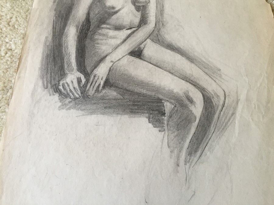 Original F. A. Carter (Fernando Carter) Sketch Of Nude Woman [Photo 6]
