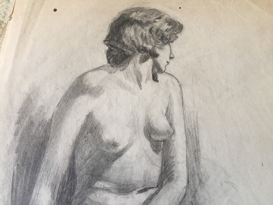 Original F. A. Carter (Fernando Carter) Sketch Of Nude Woman [Photo 3]