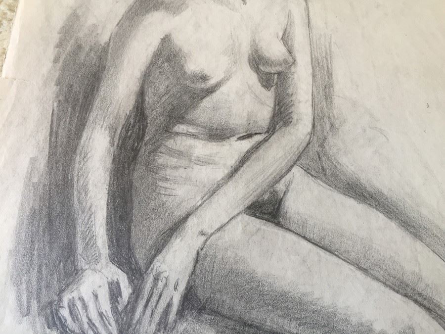 Original F. A. Carter (Fernando Carter) Sketch Of Nude Woman [Photo 4]