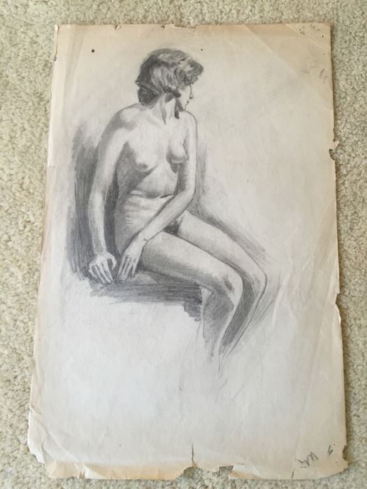 Original F. A. Carter (Fernando Carter) Sketch Of Nude Woman [Photo 1]