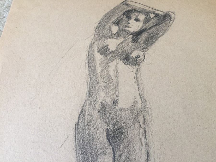 Original F. A. Carter (Fernando Carter) Sketch Of Nude Woman [Photo 4]