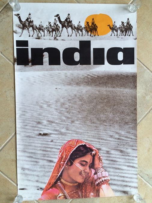 Original Vintage India Travel Poster