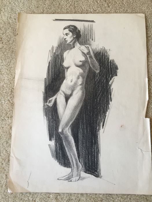 Original F. A. Carter (Fernando Carter) Sketch Of Nude Woman [Photo 1]