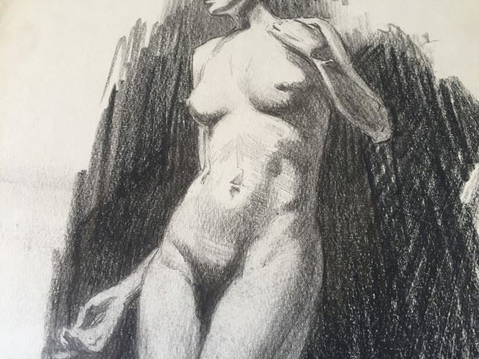 Original F. A. Carter (Fernando Carter) Sketch Of Nude Woman [Photo 5]