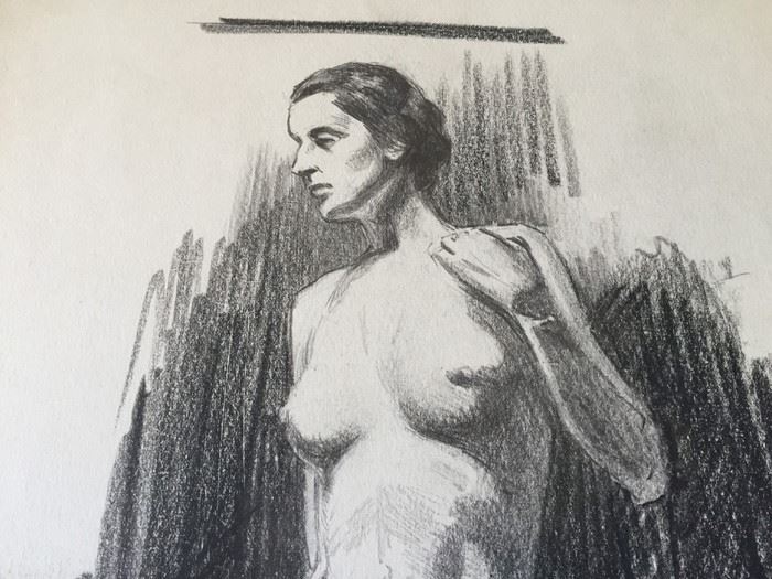 Original F. A. Carter (Fernando Carter) Sketch Of Nude Woman [Photo 3]
